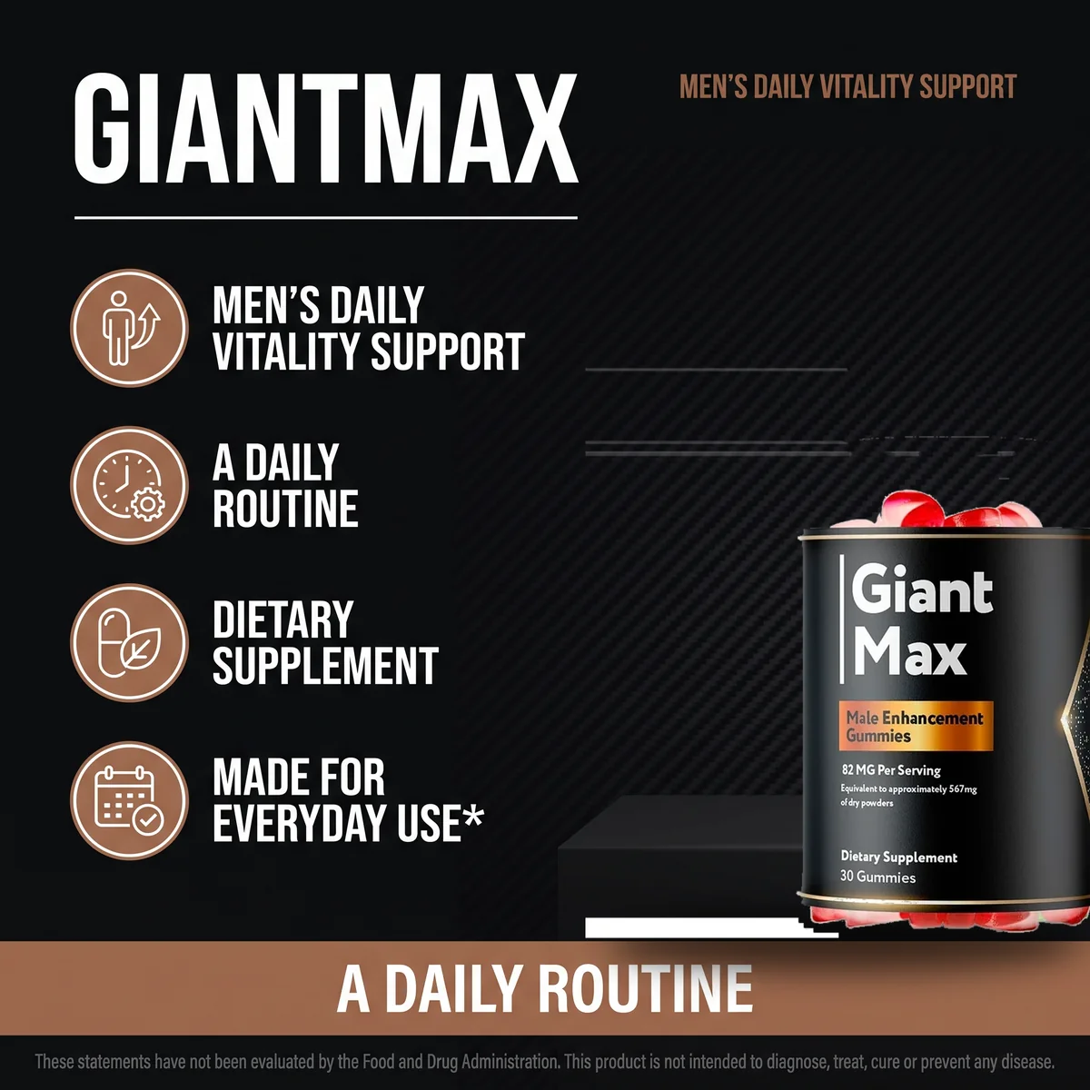 GiantMax men's daily vitality support gummies presented as a simple daily routine
