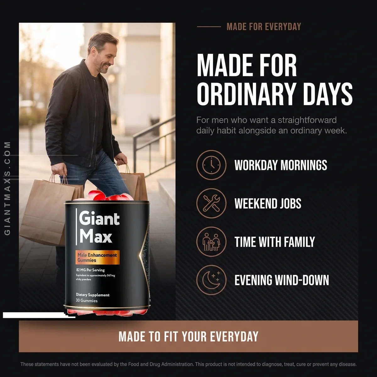 Who GiantMax is for: men who want a straightforward daily vitality habit for workday mornings, weekend jobs and evenings